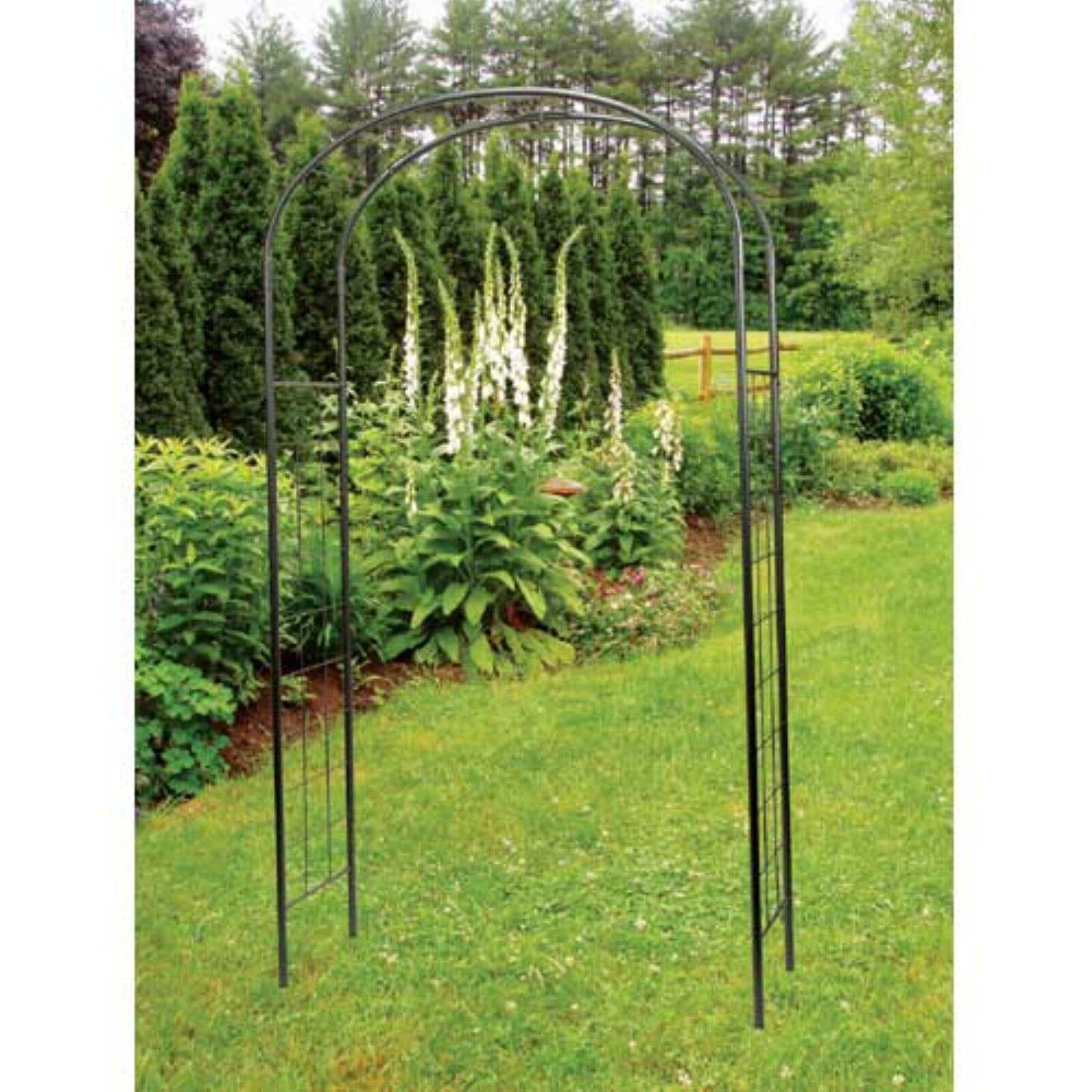 Graphite Wrought Iron Garden Arbor Arch, 100" Tall