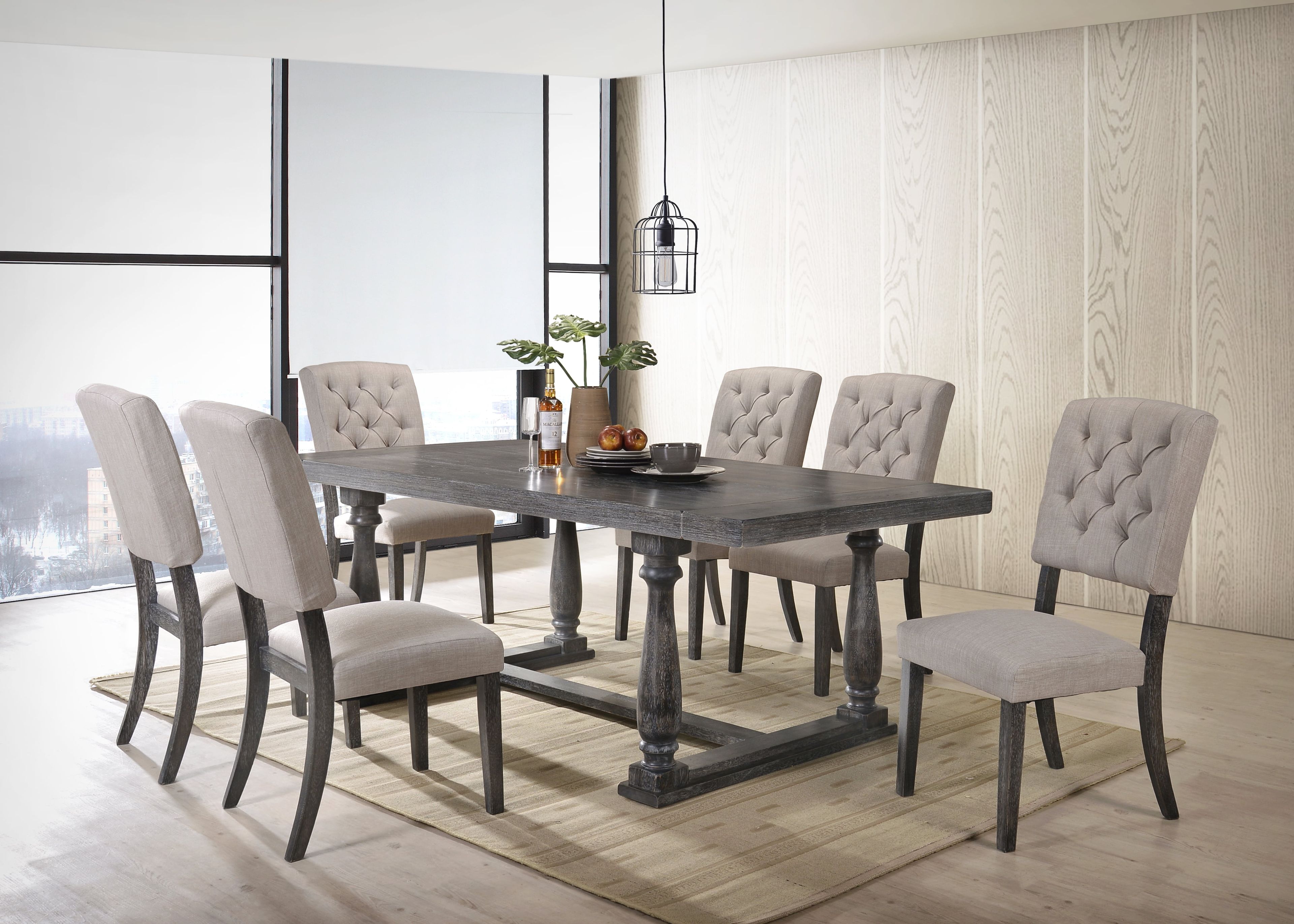 Weathered Gray Oak Rustic Rectangular Dining Table