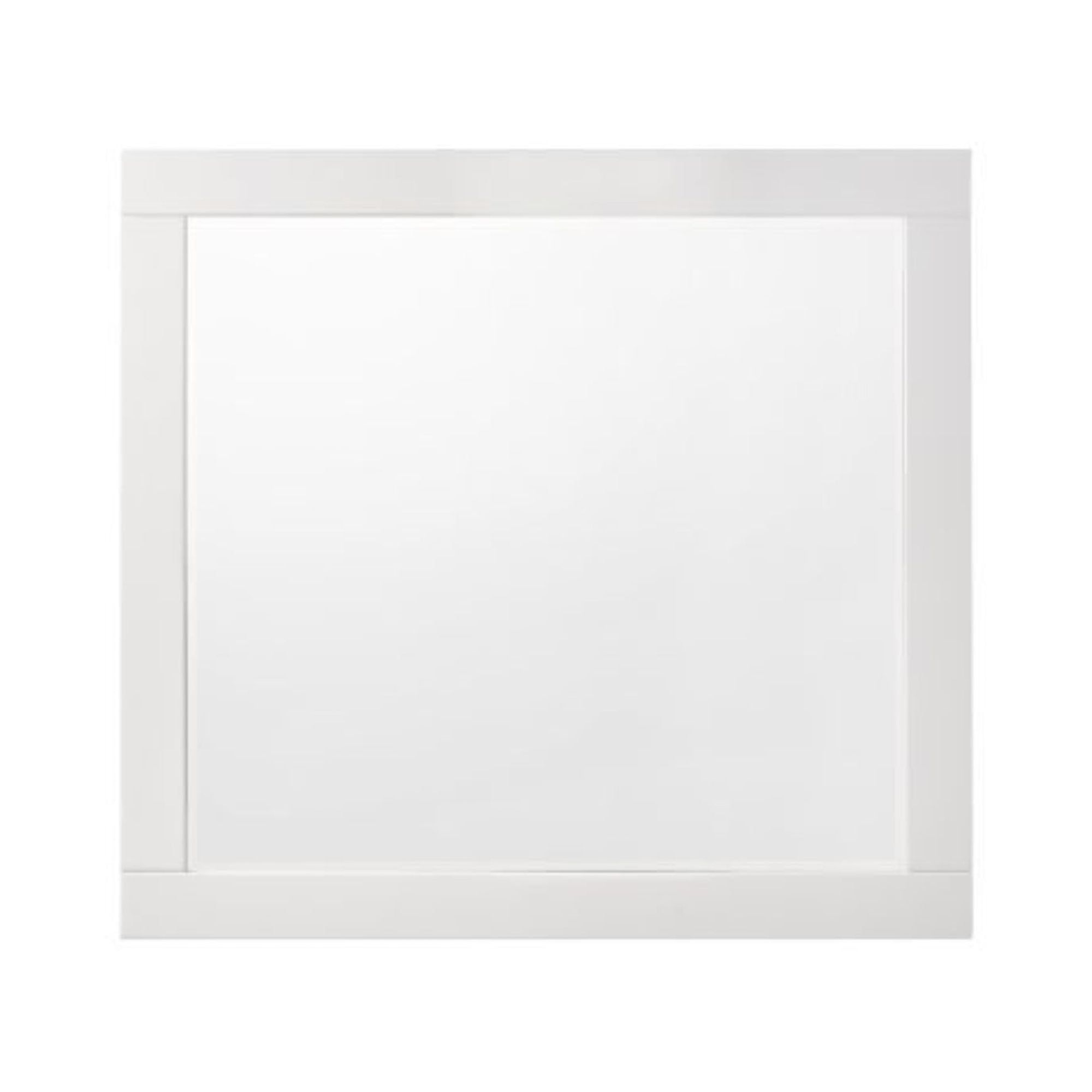 Modern Sleek White and Leather 41" Rectangular Mirror