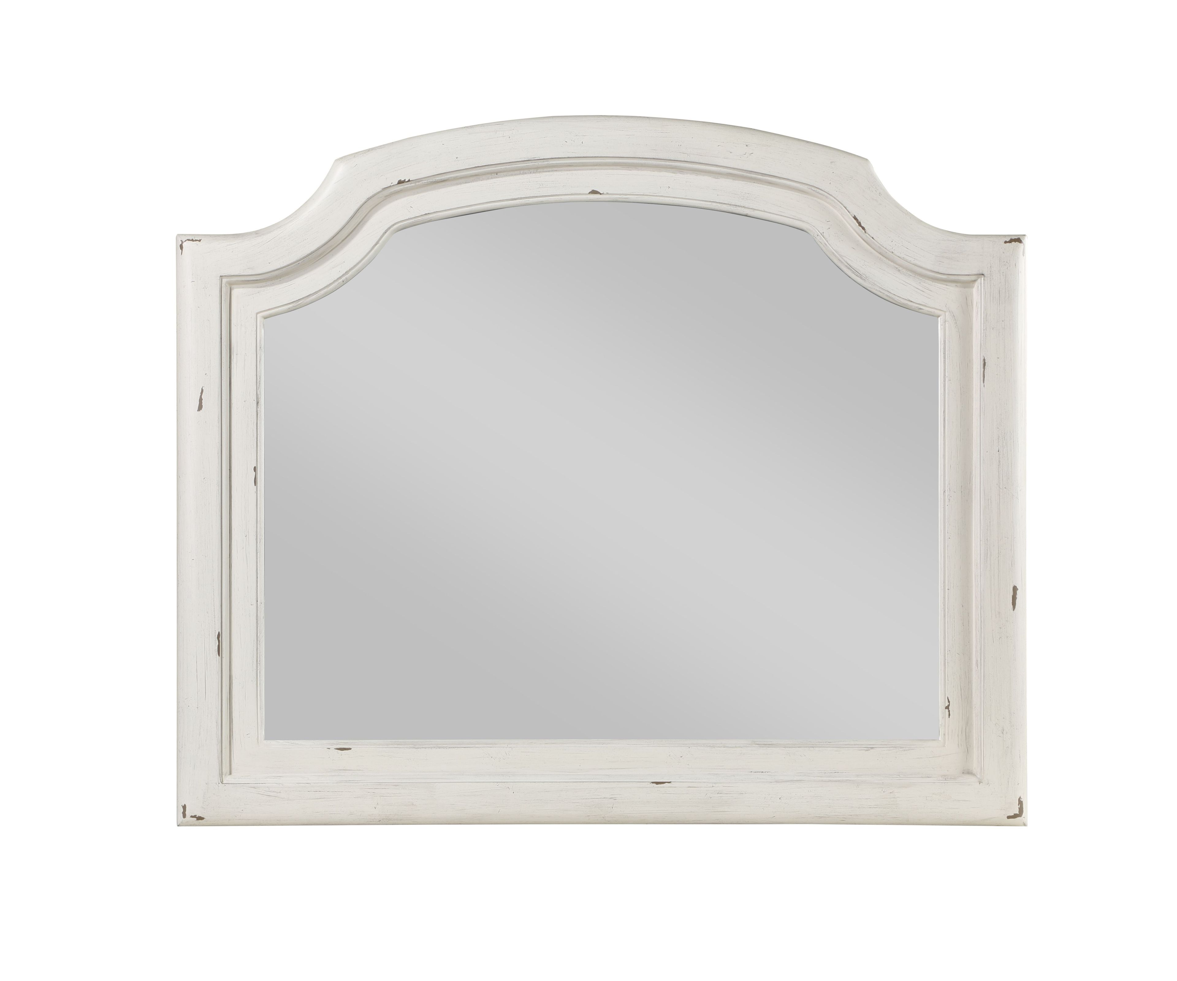 Jaqueline Antique White Arched Wood Dresser Mirror