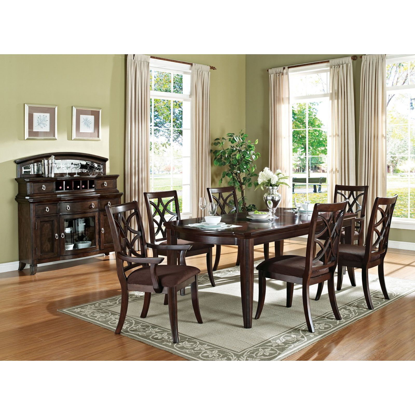 Dark Walnut Extendable Rectangular Dining Table