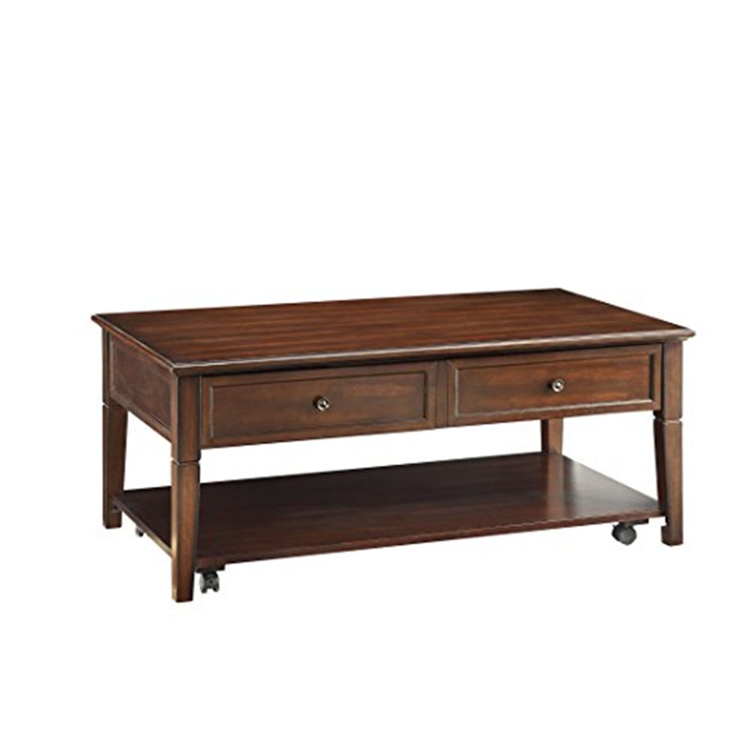 Walnut Rectangular Wood Lift-Top Coffee Table with Storage