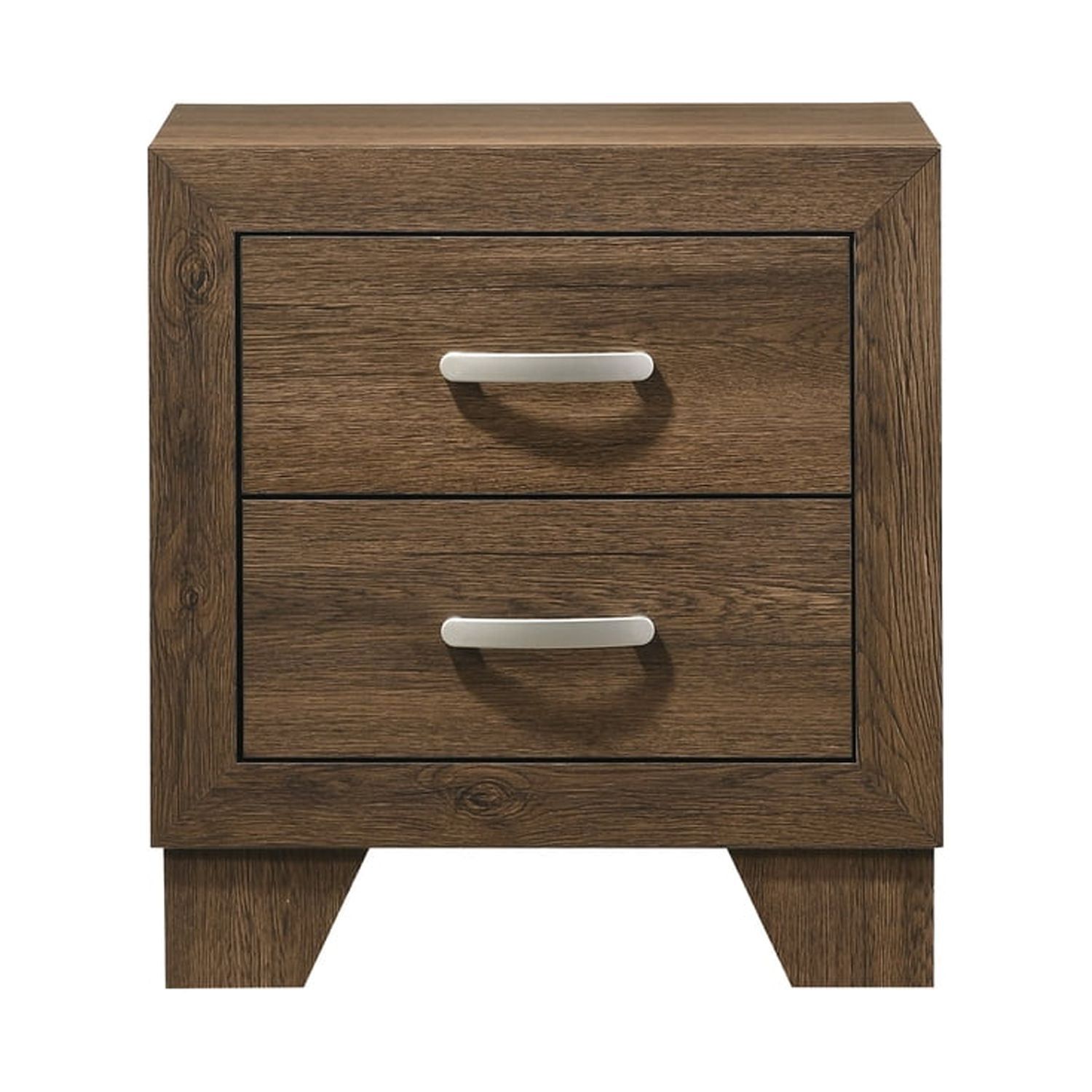 Miquell Oak 2-Drawer Wooden Nightstand