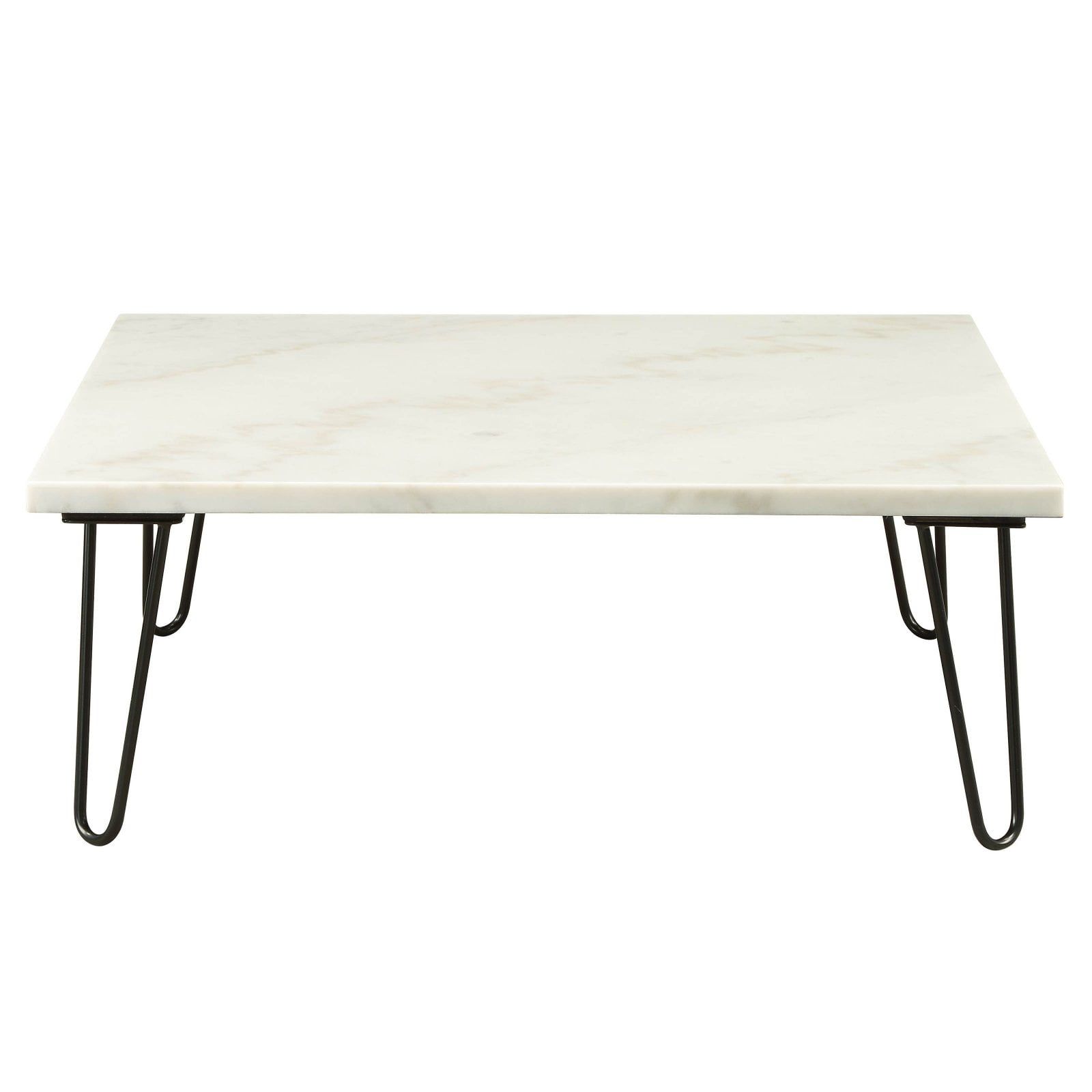 Telestis 40" Square White Marble Coffee Table with Storage