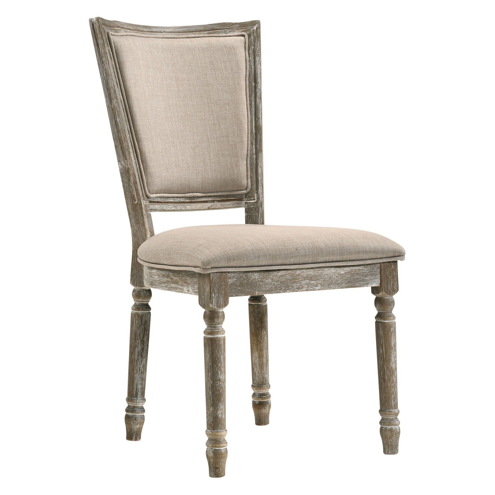 Reclaimed Gray Upholstered High Back Side Chair with Wood Frame