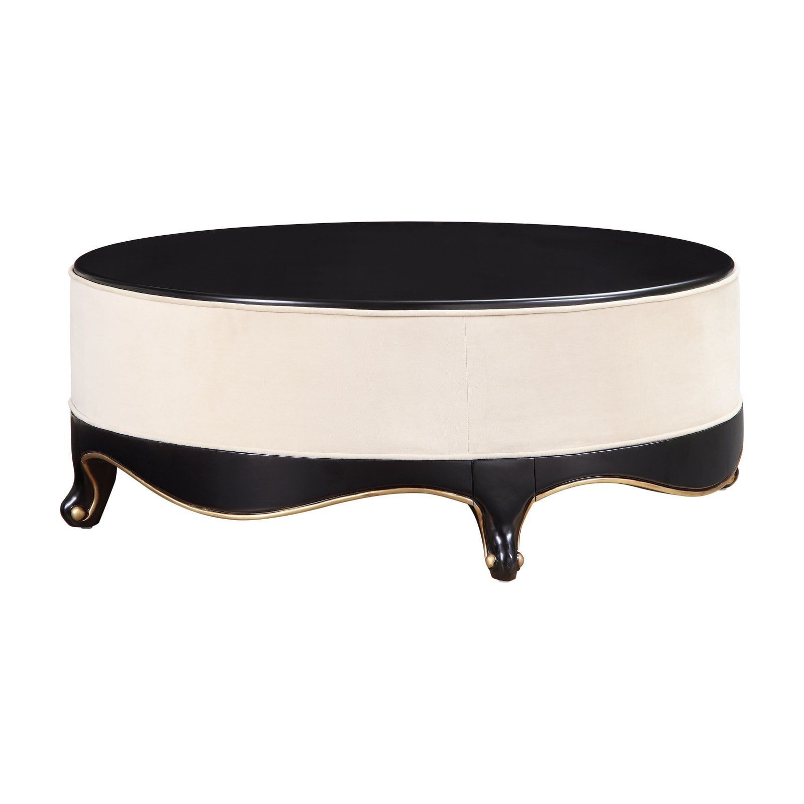 Sheridan Round Cream Upholstered Wood Cocktail Table