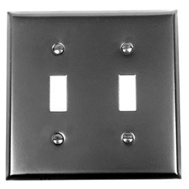 Black Iron-Steel Double Toggle Switch Plate