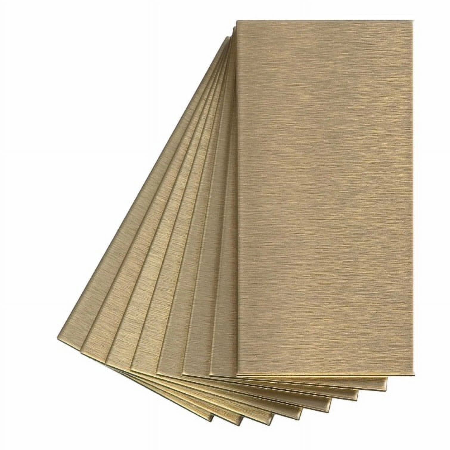 Champagne Short Grain 3" x 6" Peel and Stick Metal Backsplash Tiles