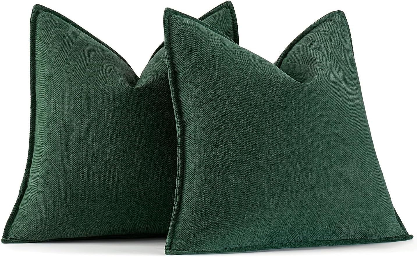 Green Chenille 20x20 Inch Decorative Pillow Covers, Pack of 2