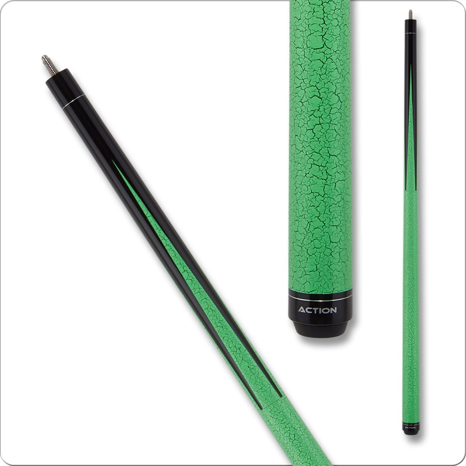 Action Heavy Break Pool Cue with Green Crackle Design - 25oz