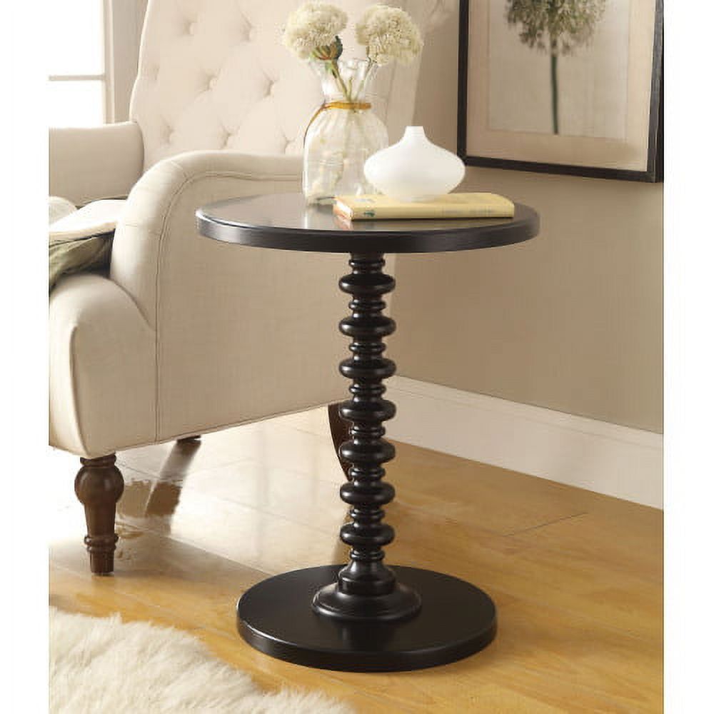 Black Round Wood Pedestal Side Table