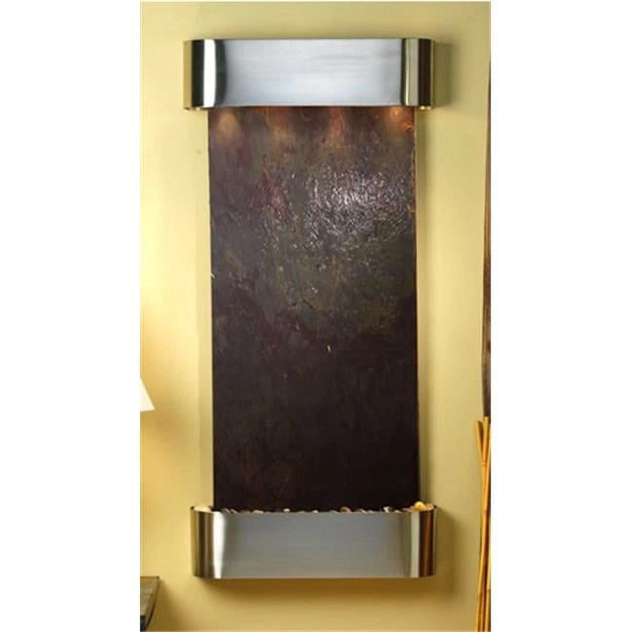 Rajah Natural Slate Wall Fountain with Stainless Steel Frame