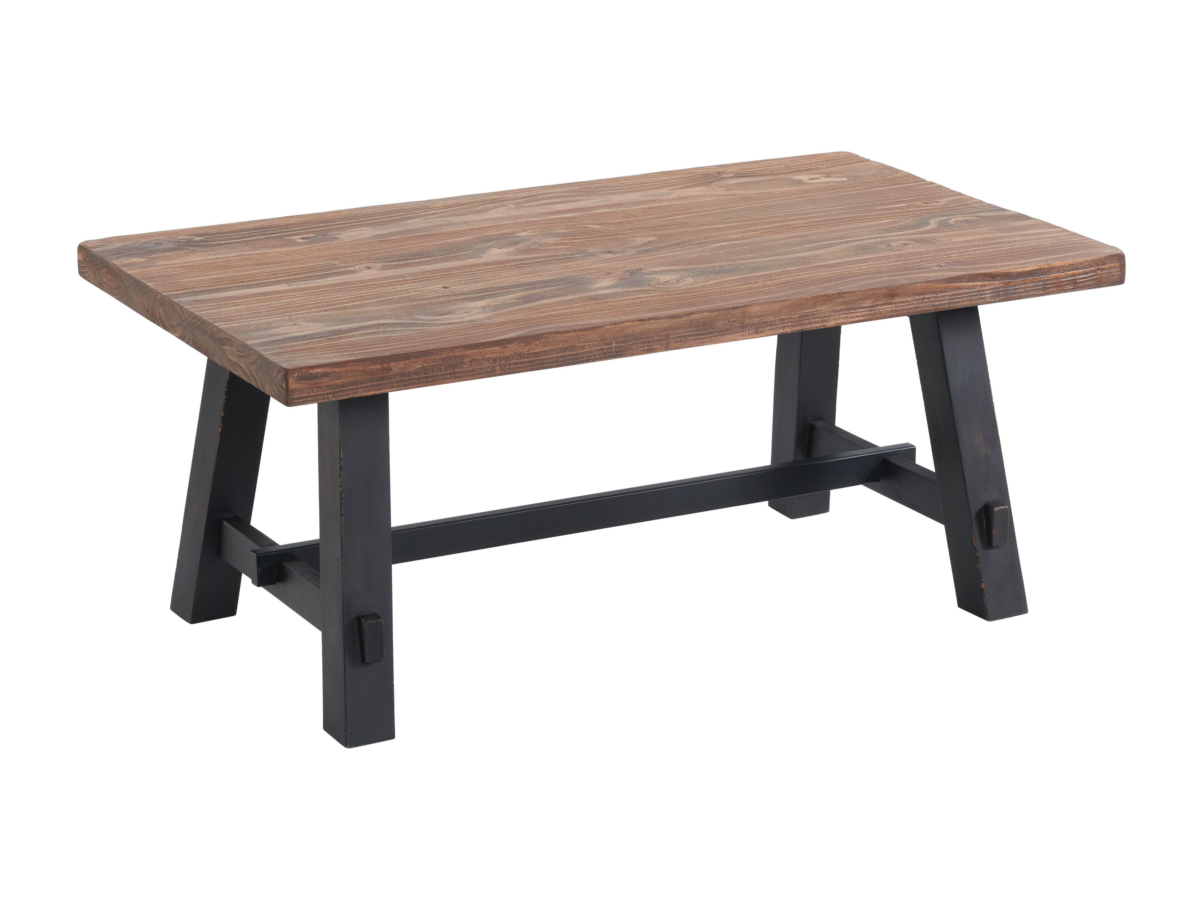 Adam Rustic Industrial 45" Solid Wood Coffee Table in Natural/Black