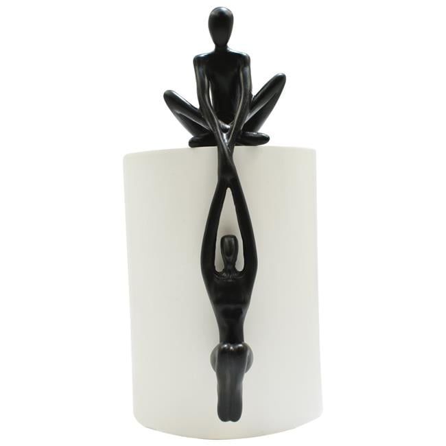 Black Resin Man Lifting Woman Onto Ledge Sculpture