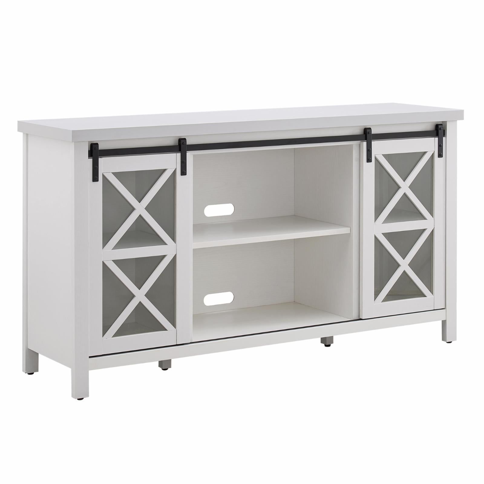 Clementine 58" White Metal TV Stand with Cabinet