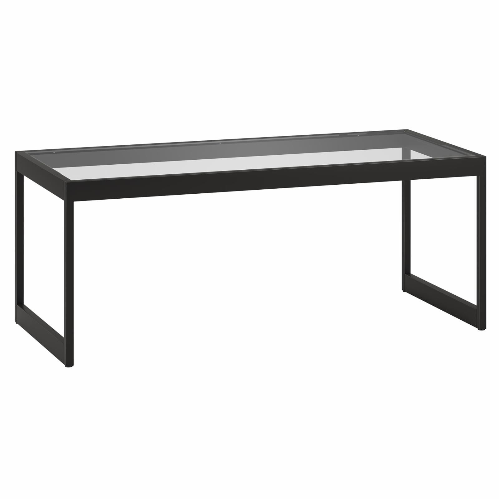 Ezra Modern Blackened Bronze Rectangular Glass Coffee Table