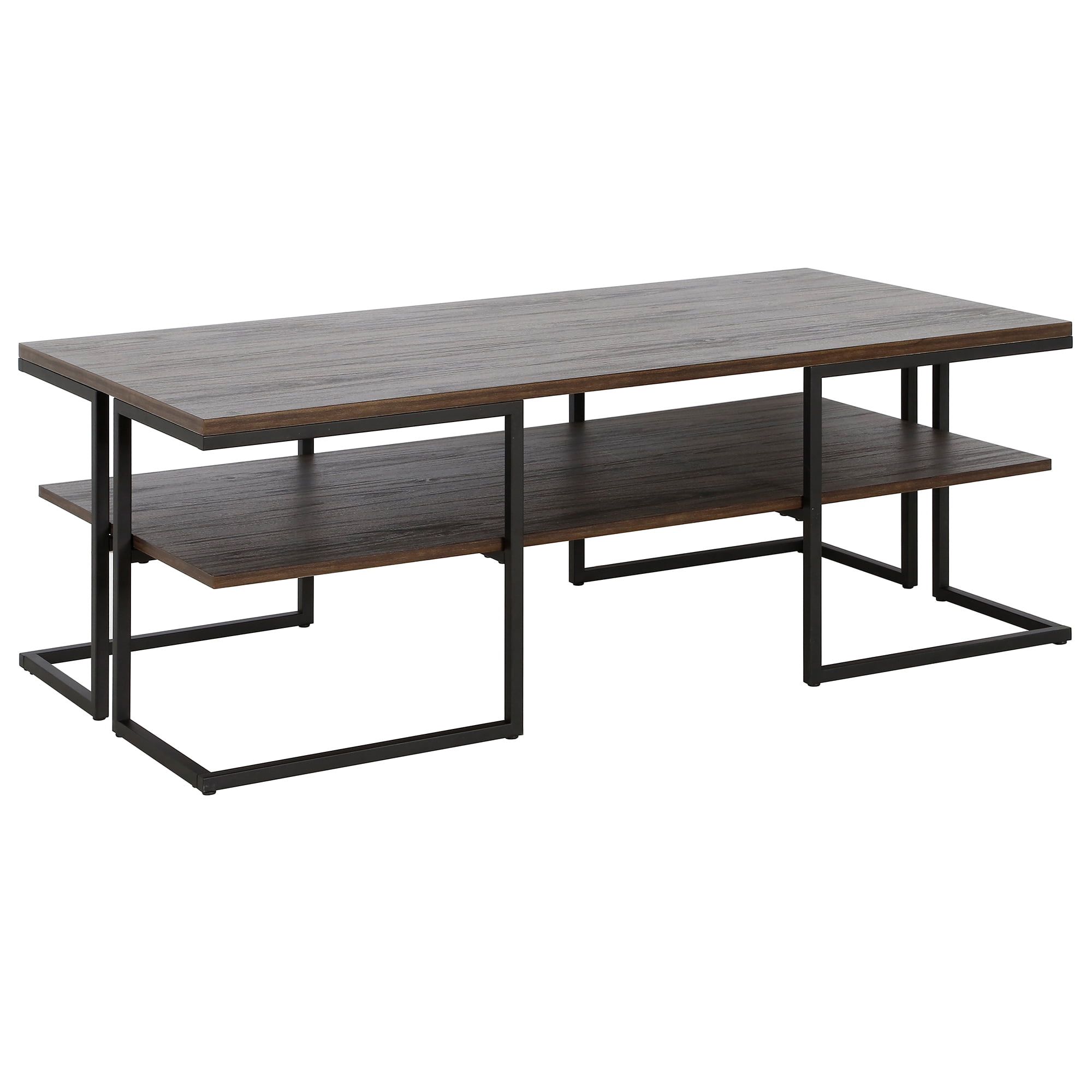 45" Blackened Bronze and Alder Brown Rectangular Coffee Table