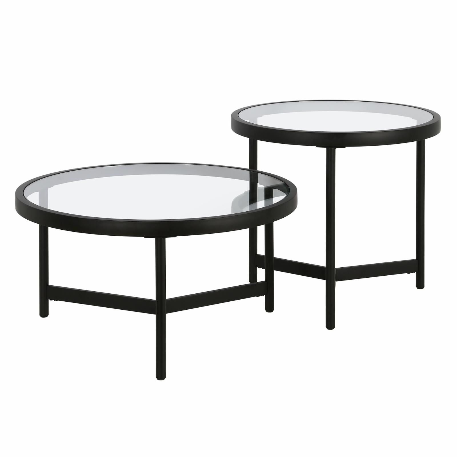 Blackened Bronze Round Glass Nesting Coffee Table Set