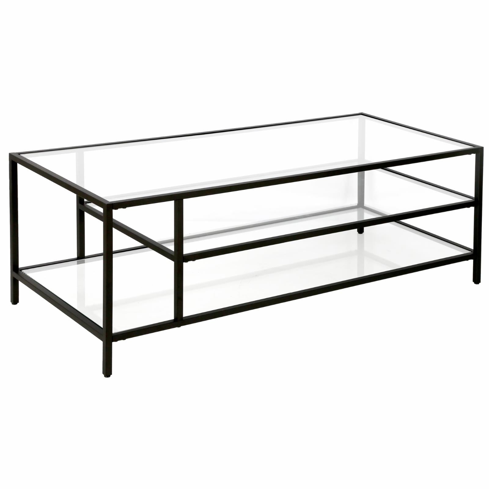 Blackened Bronze Rectangular Glass Cocktail Table