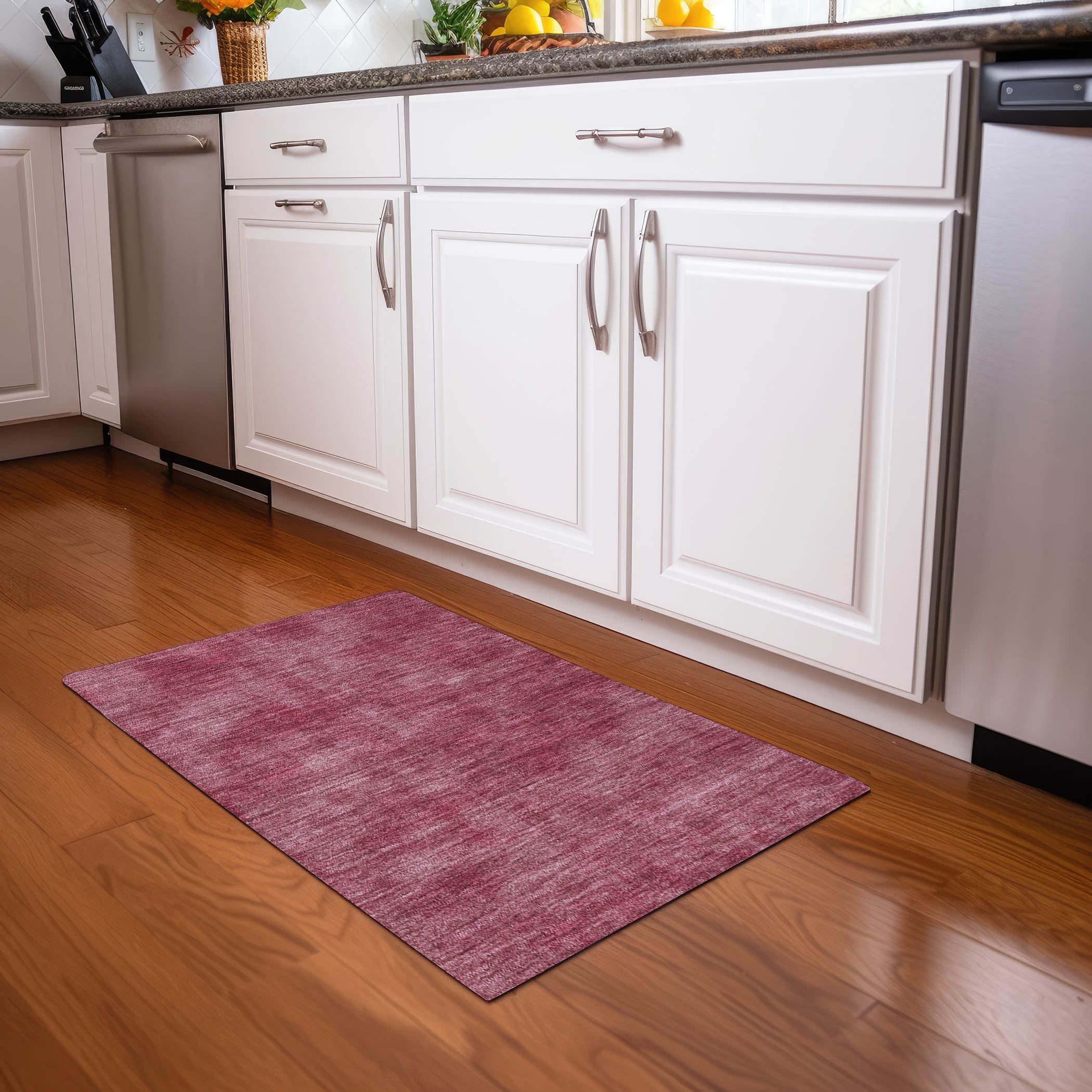 Garnet Red Rectangular Synthetic Washable Area Rug