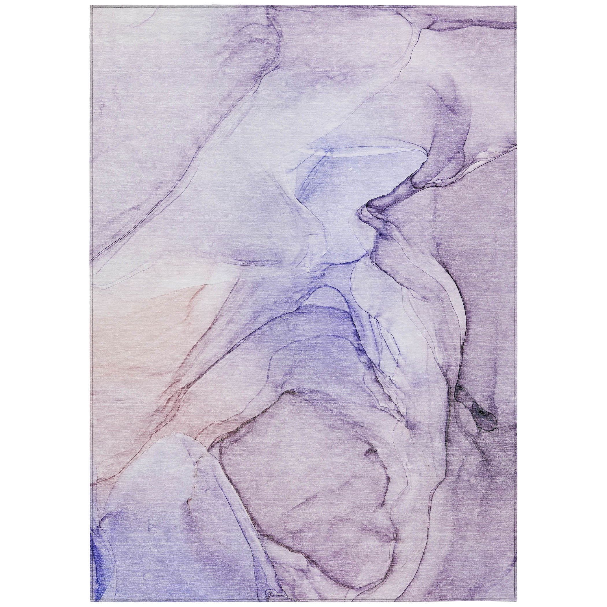 Purple Abstract Watercolor Machine Washable Indoor/Outdoor Rug 2'6" x 3'10"