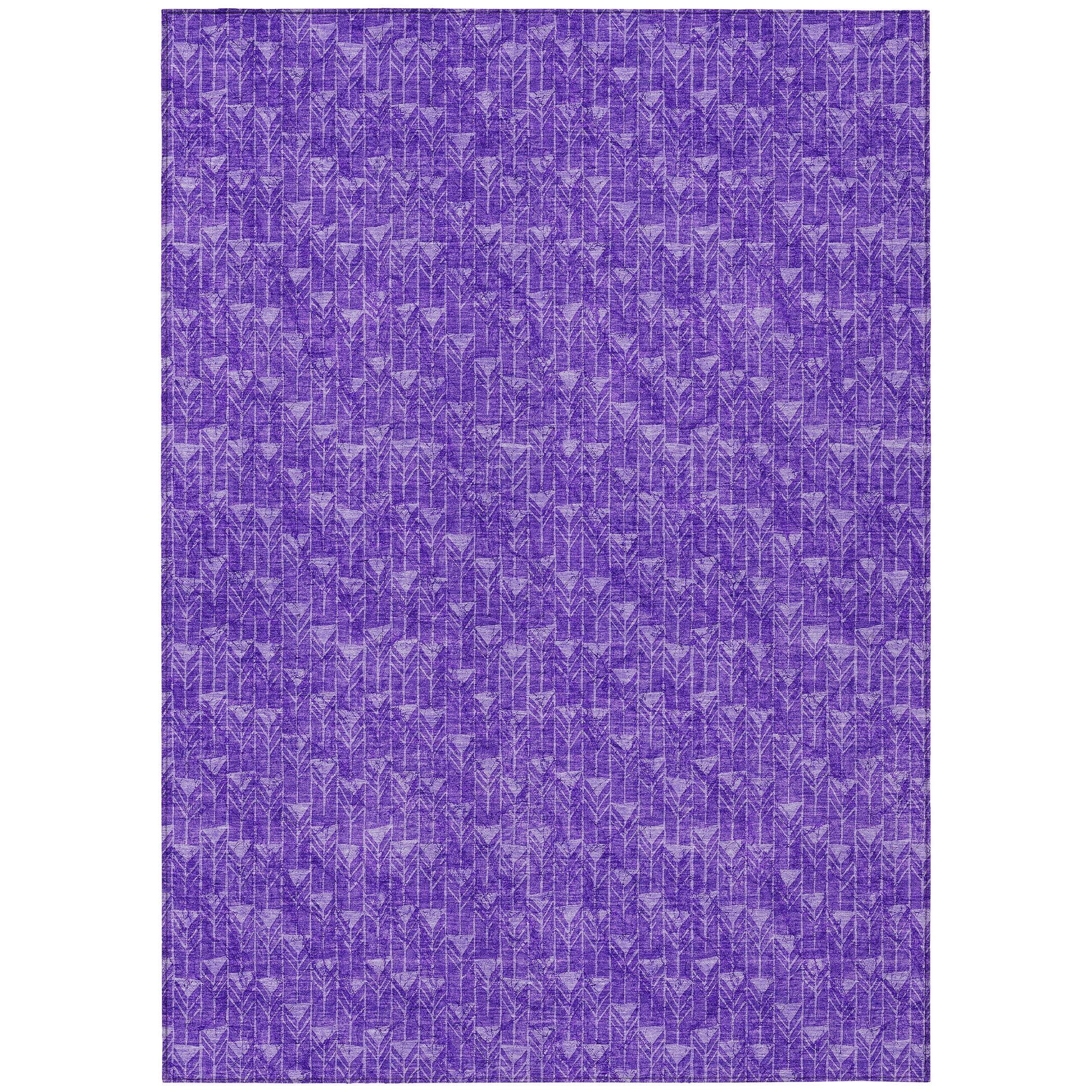 Purple Geometric Synthetic Washable Rectangular Rug 2'6" x 3'10"