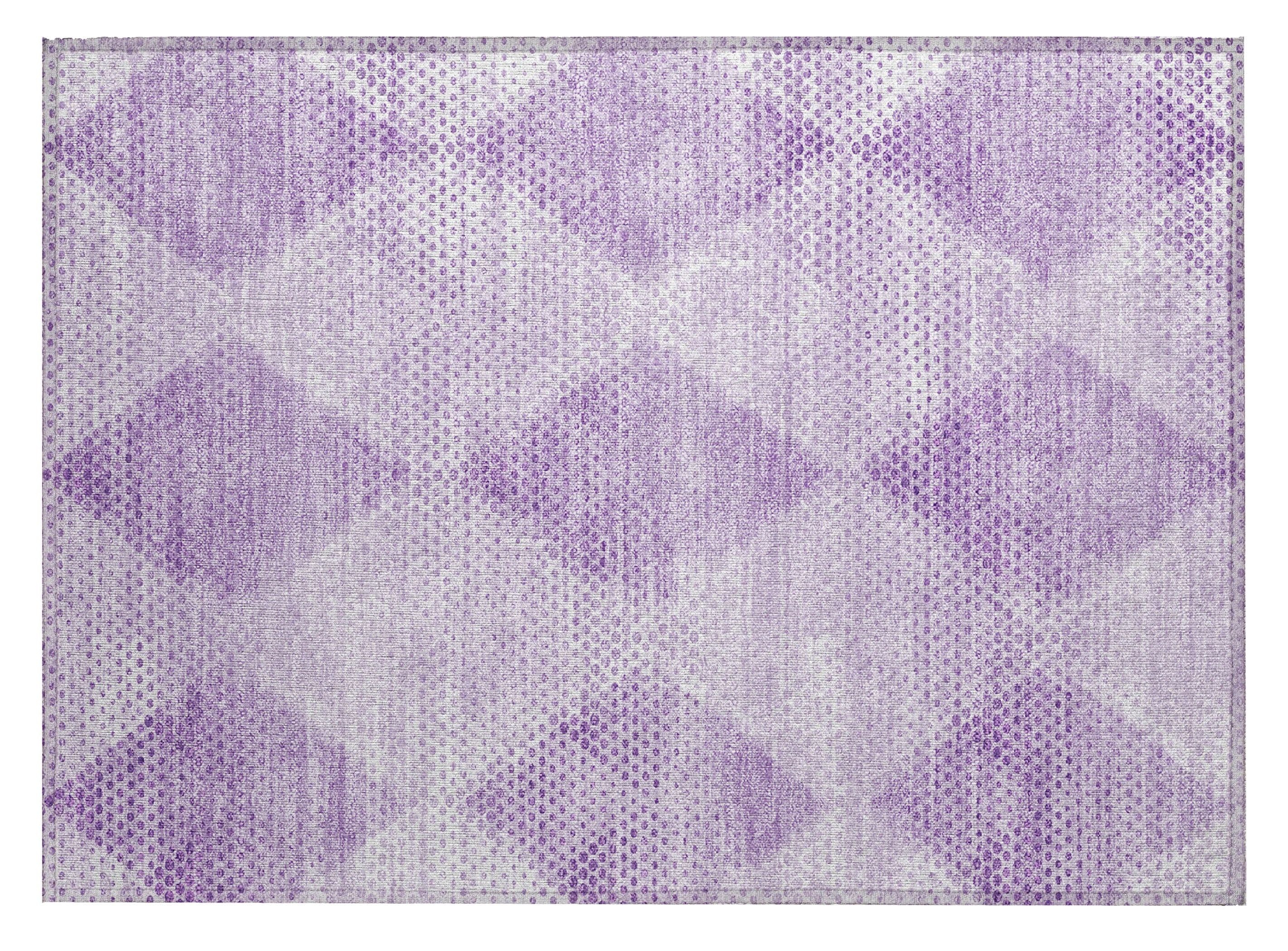 Lavender Geometric Flat Woven Synthetic Rectangular Rug