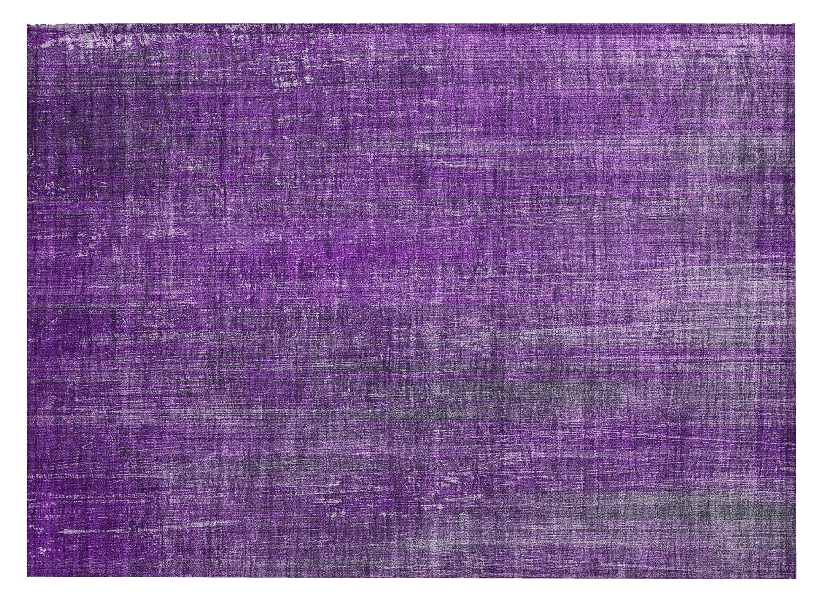 Purple Striped Synthetic Rectangular Washable Rug 1'8" x 2'6"