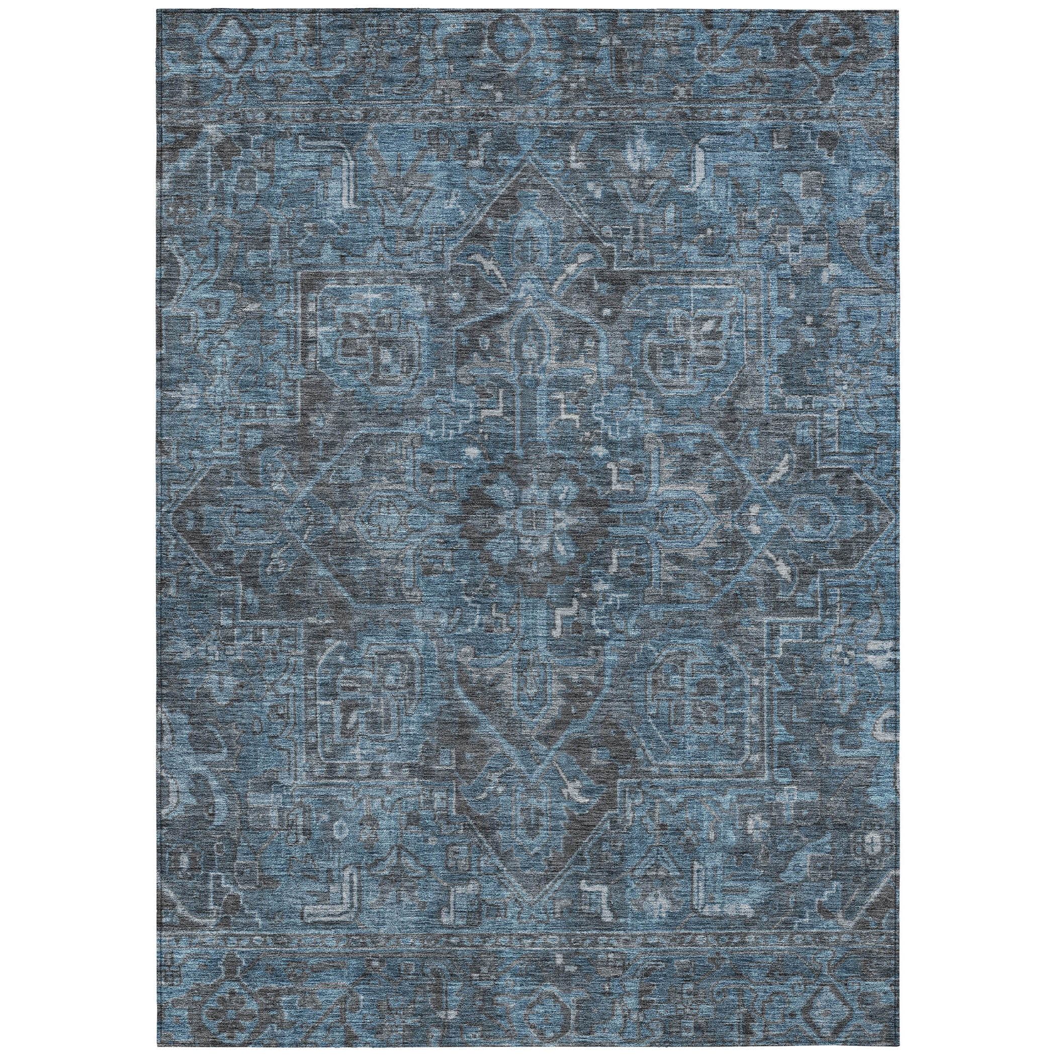 Navy Synthetic Flat Woven Oriental 8' x 10' Rug