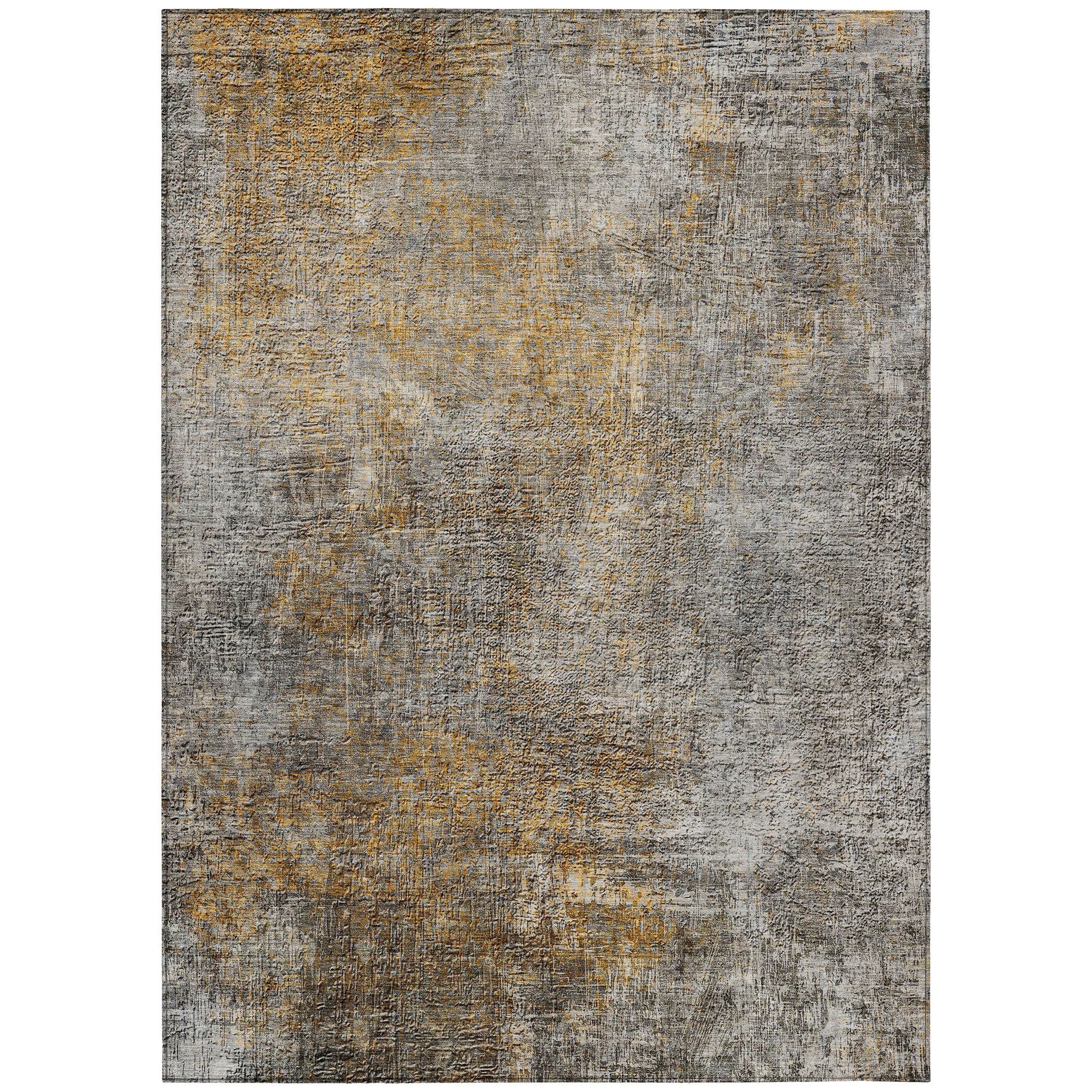 Gray and Gold Synthetic Flat Woven 8' x 10' Area Rug