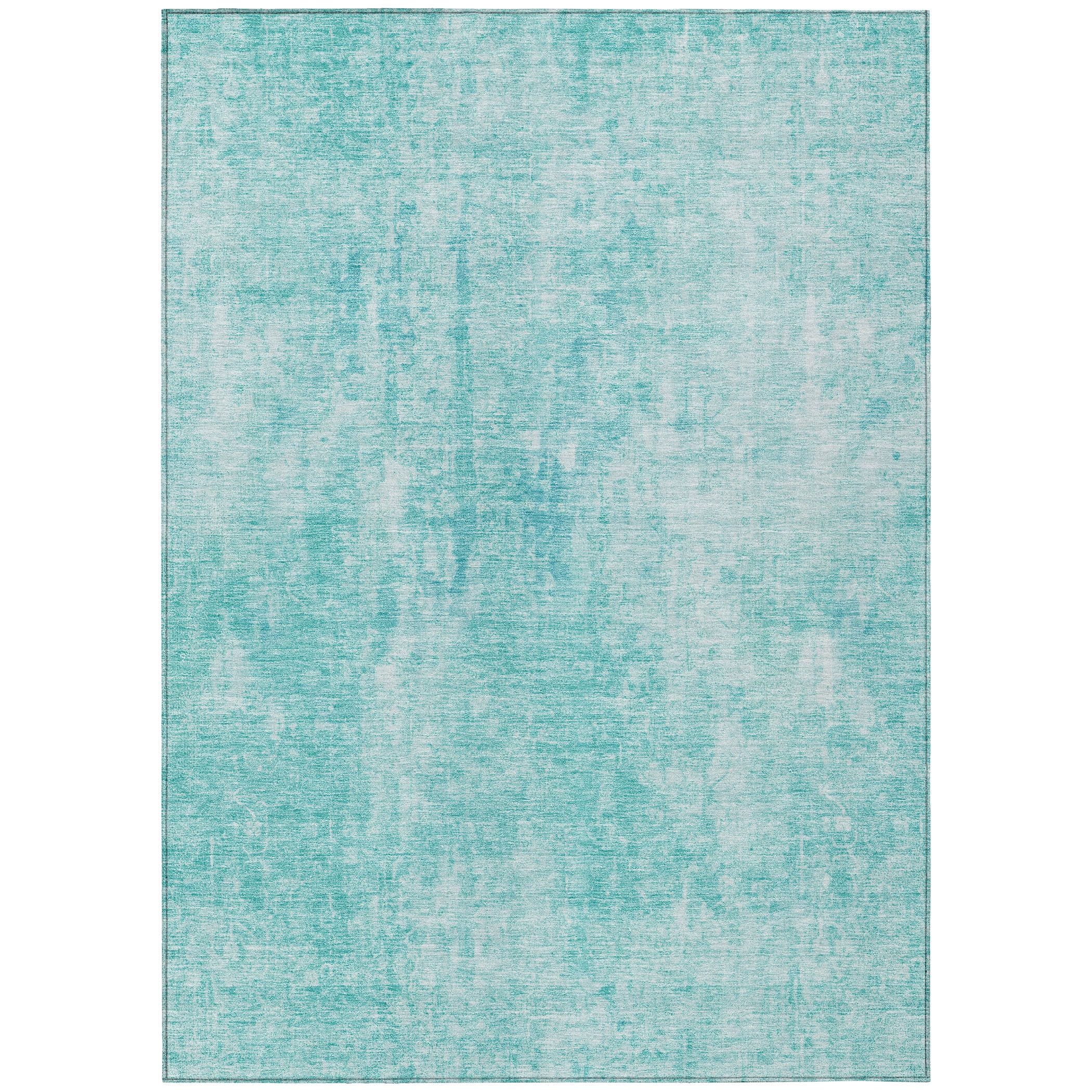 Teal Flat Woven Machine Washable Indoor Outdoor Rug