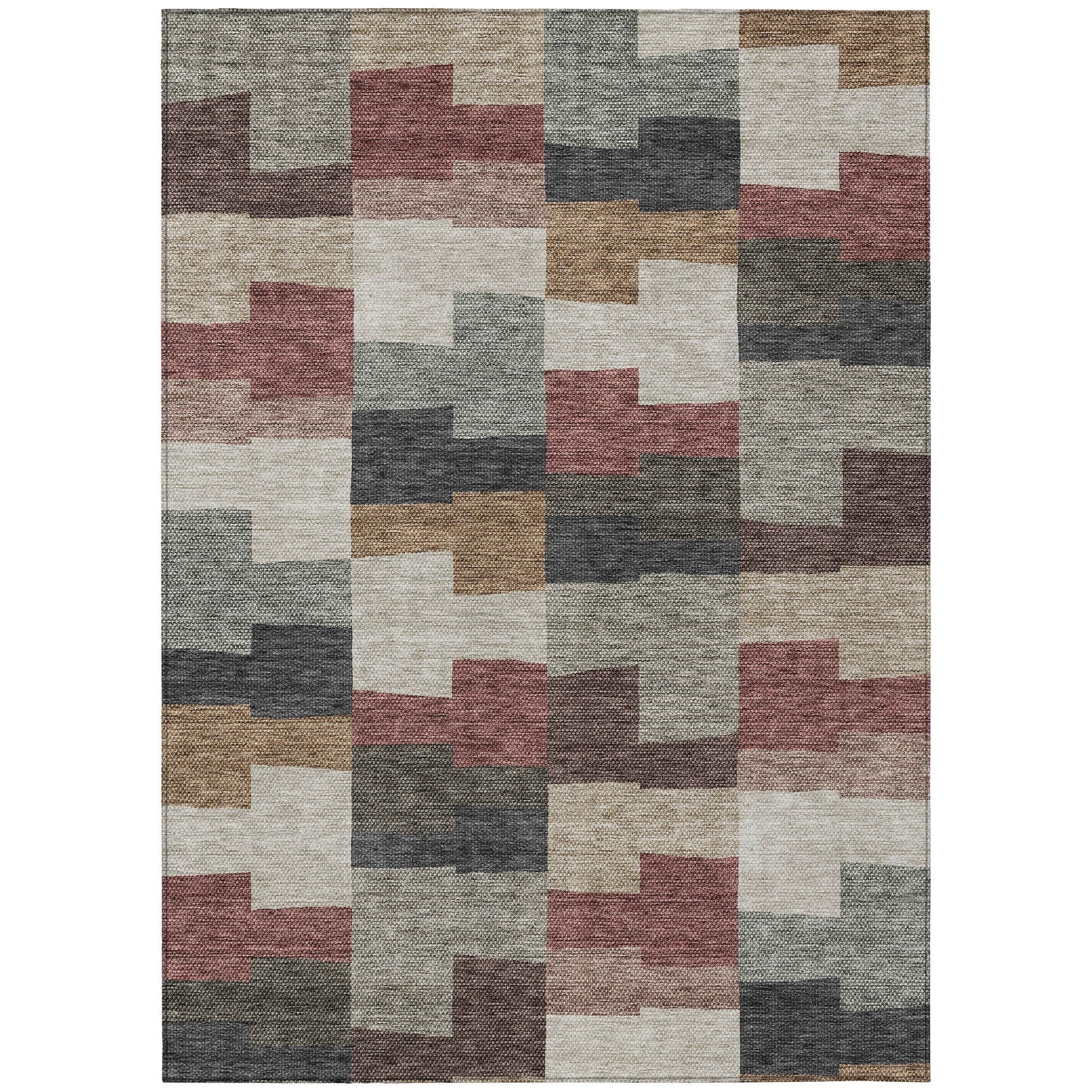 Paprika Geometric Synthetic Flat Woven 5' x 7' Area Rug