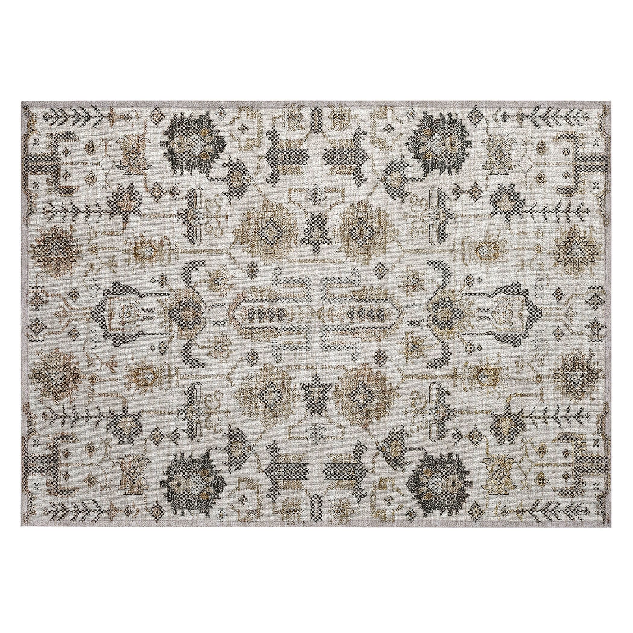 Ivory and Gray Synthetic Flat Woven Indoor/Outdoor Rug