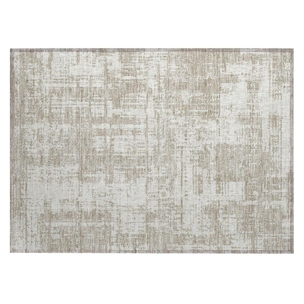 Taupe Synthetic Flat Woven Rectangular Rug 1'8" x 2'6"