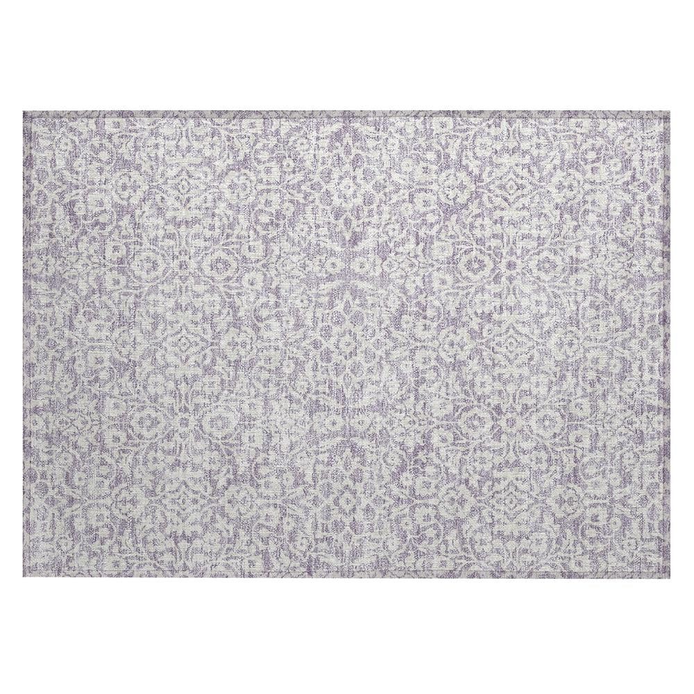 Lavender and White Synthetic Flat Woven Rectangular Rug