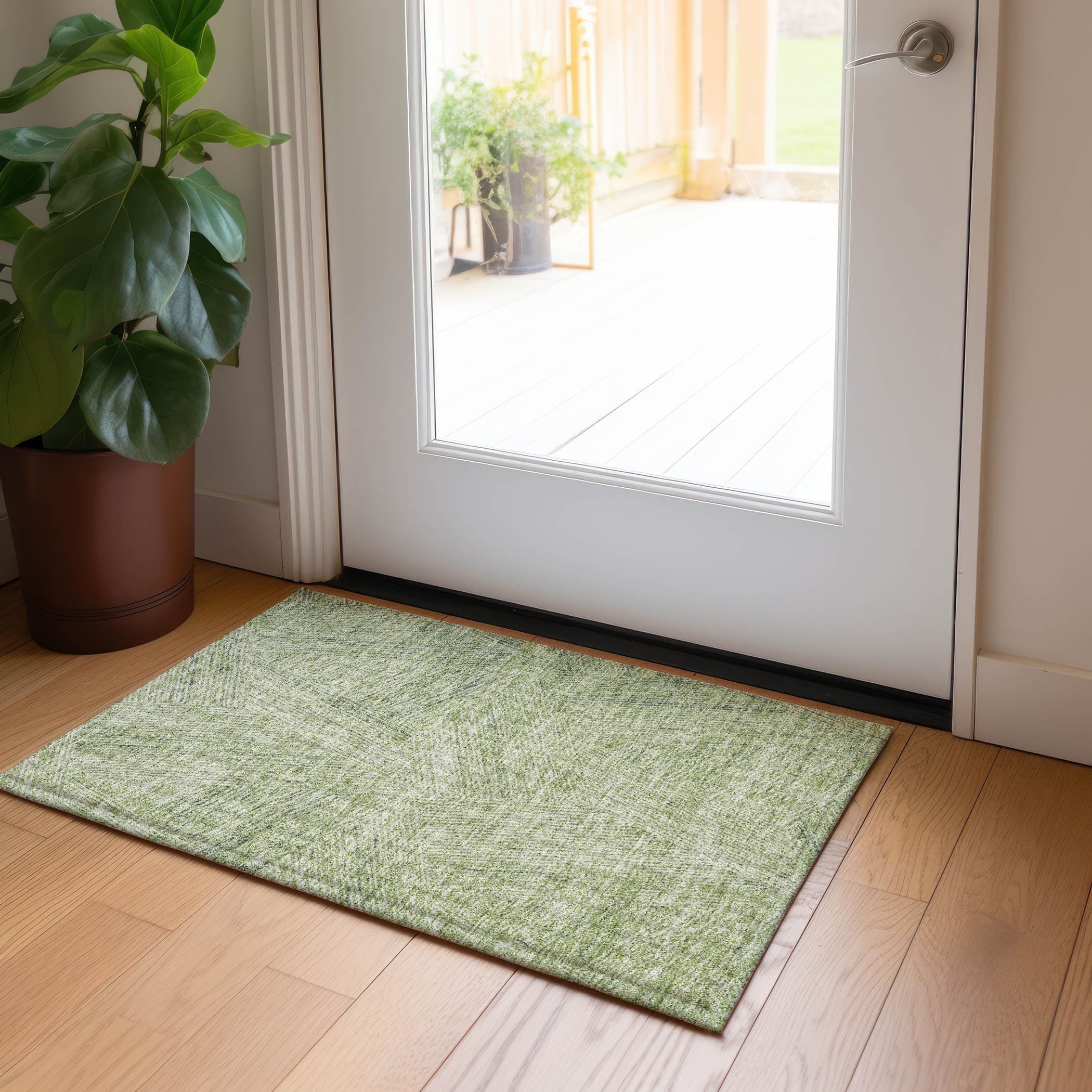 Aloe Green Flat Woven Synthetic Rectangular Rug 30" x 20"