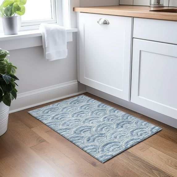 Denim Blue Flat Woven Synthetic Indoor/Outdoor Rug