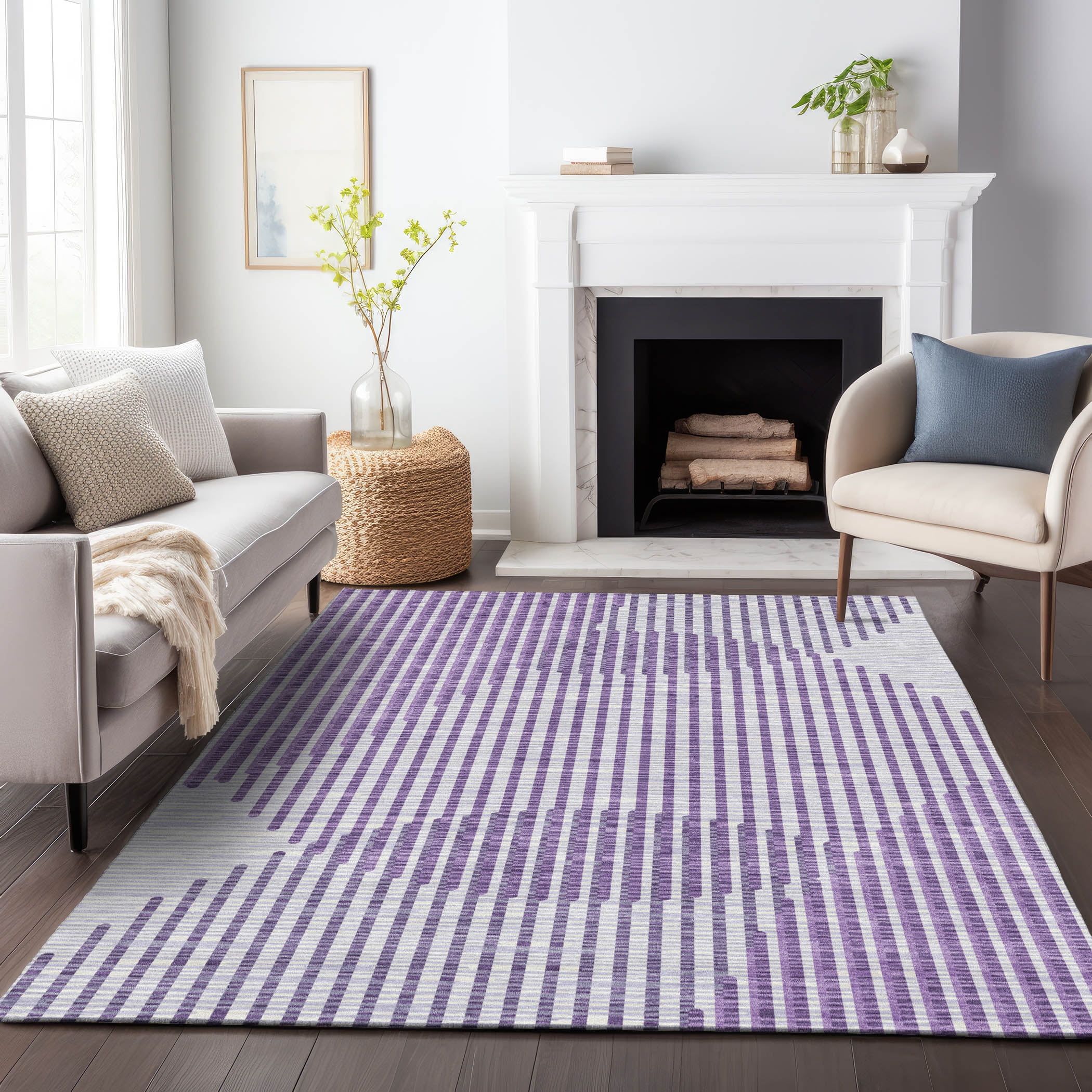 Chantille Purple and White Indoor Outdoor Area Rug