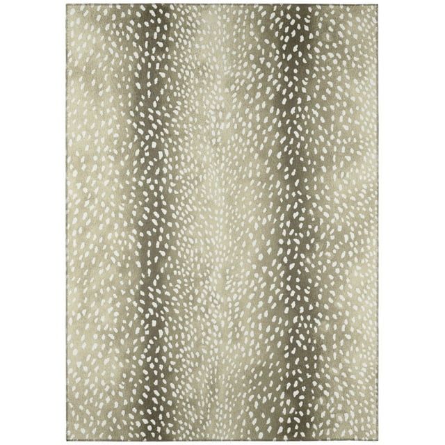 Fawn Chenille 10' x 14' Animal Print Washable Area Rug