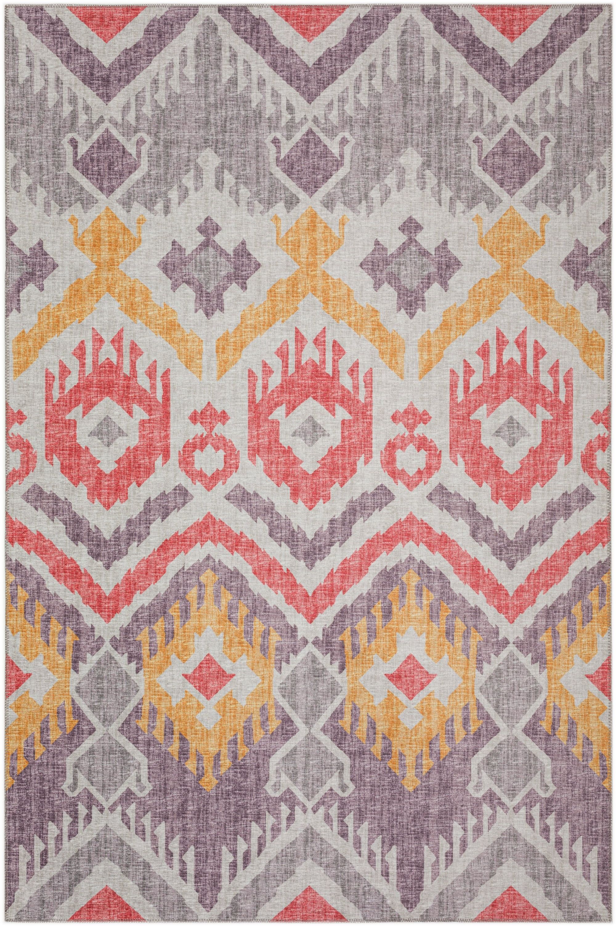 Yuma Purple and Gray Chenille Rectangular Washable Area Rug 5' x 7'