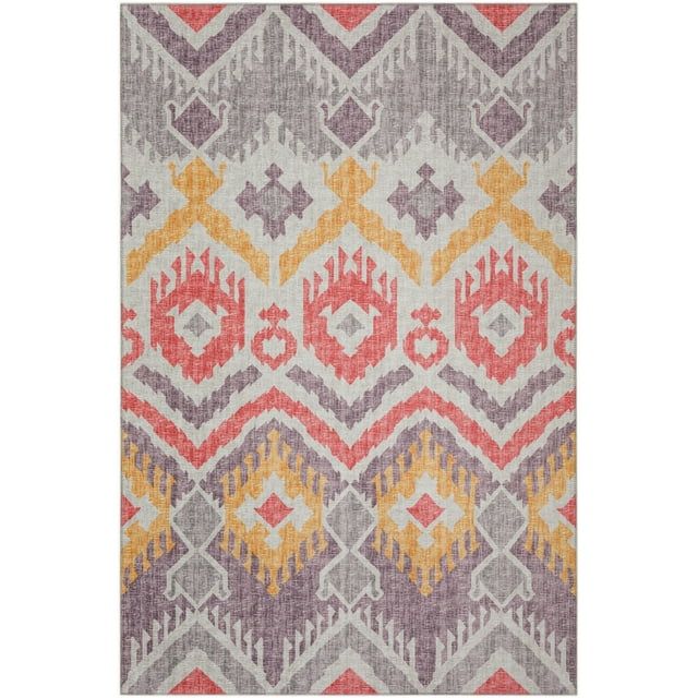 Yuma Purple and Gray Chenille Rectangular Washable Area Rug 5' x 7'