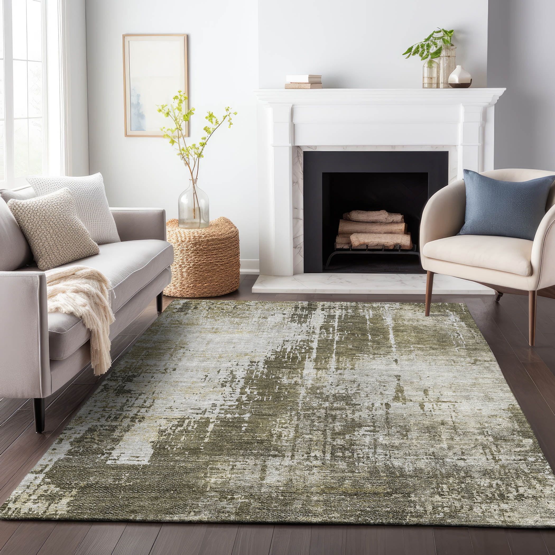Brown Synthetic Machine Washable Indoor/Outdoor Rug 2'6" x 3'10"