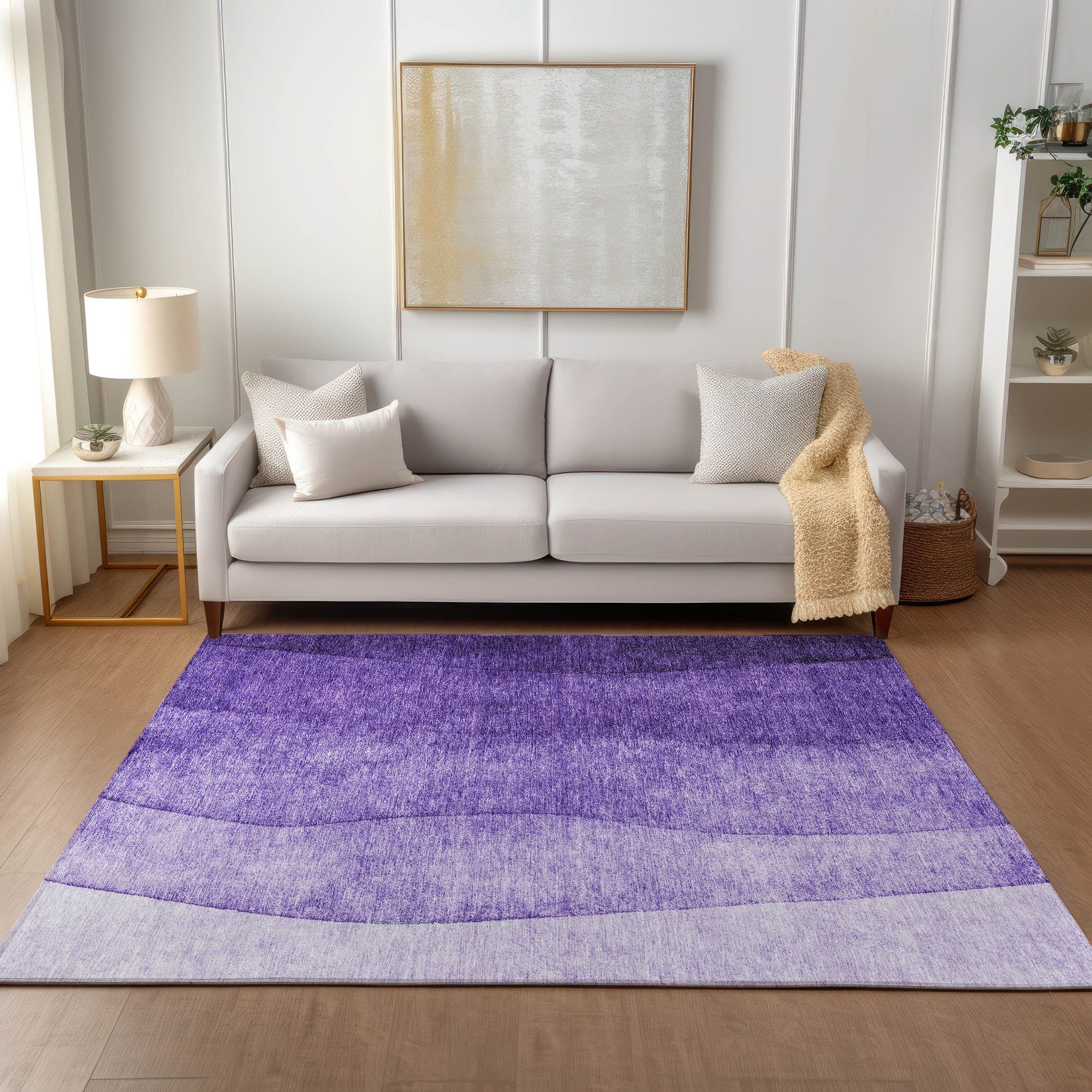 Purple Ombre 8' x 10' Synthetic Washable Area Rug