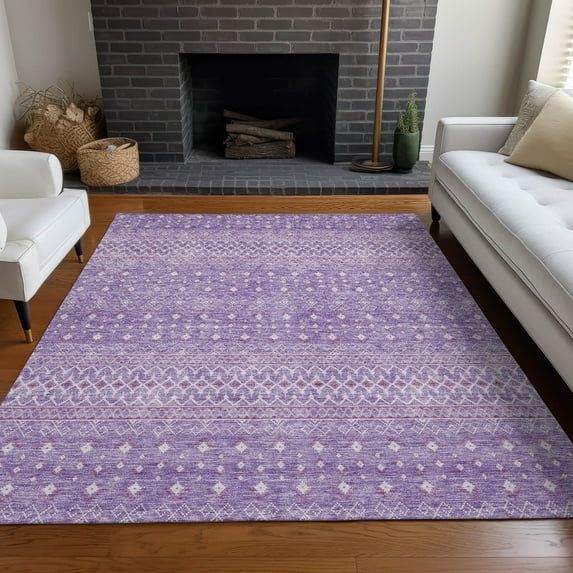 Lavender Flat Woven Synthetic Rectangular Area Rug 3' x 5'