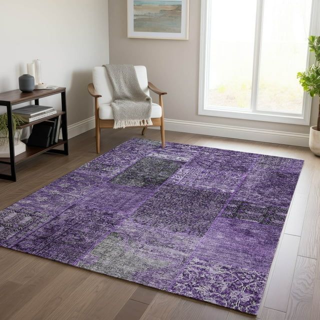 Eggplant Synthetic Flat Woven 3' x 5' Indoor Outdoor Rug