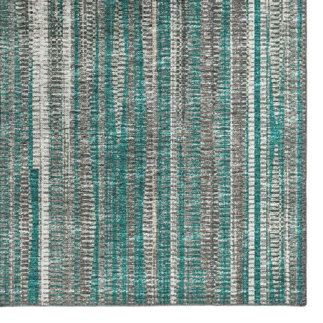 Peacock Stripe Flat Woven Round Synthetic Rug, 8' x 8'