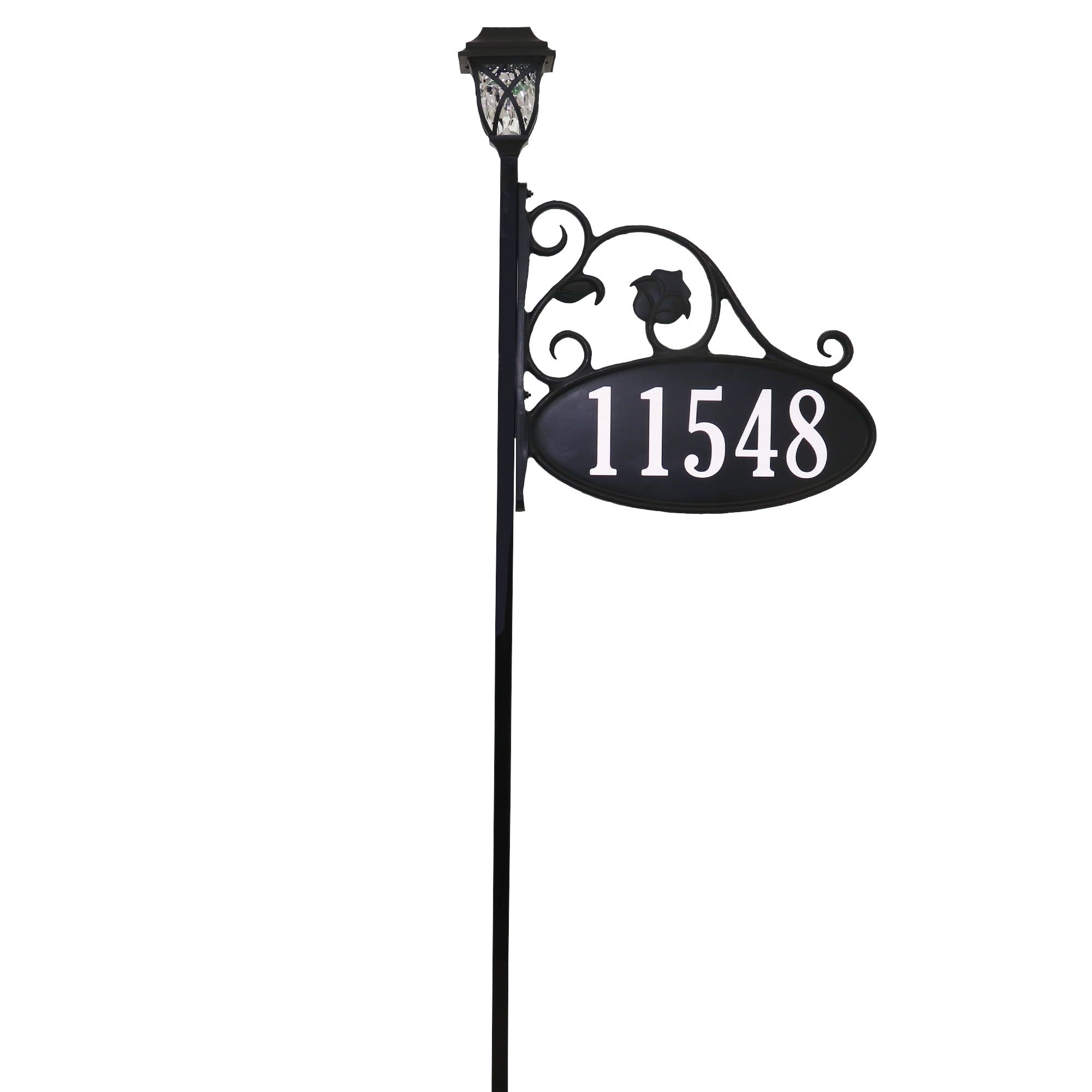 47" Black Polypropylene Oval Address Sign with Solar Light