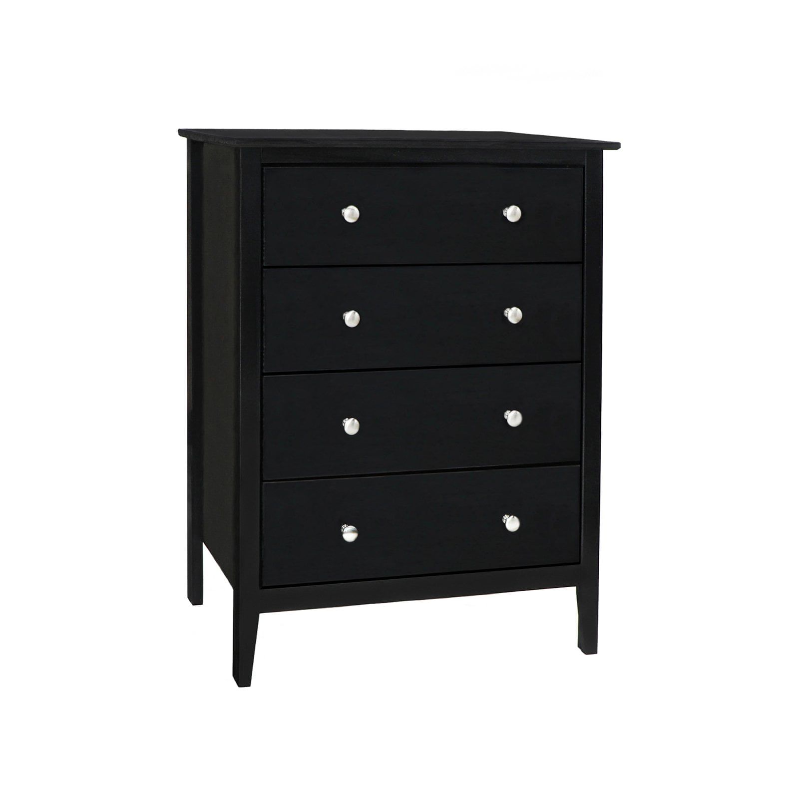 Black Solid Pine 4-Drawer Vertical Chest