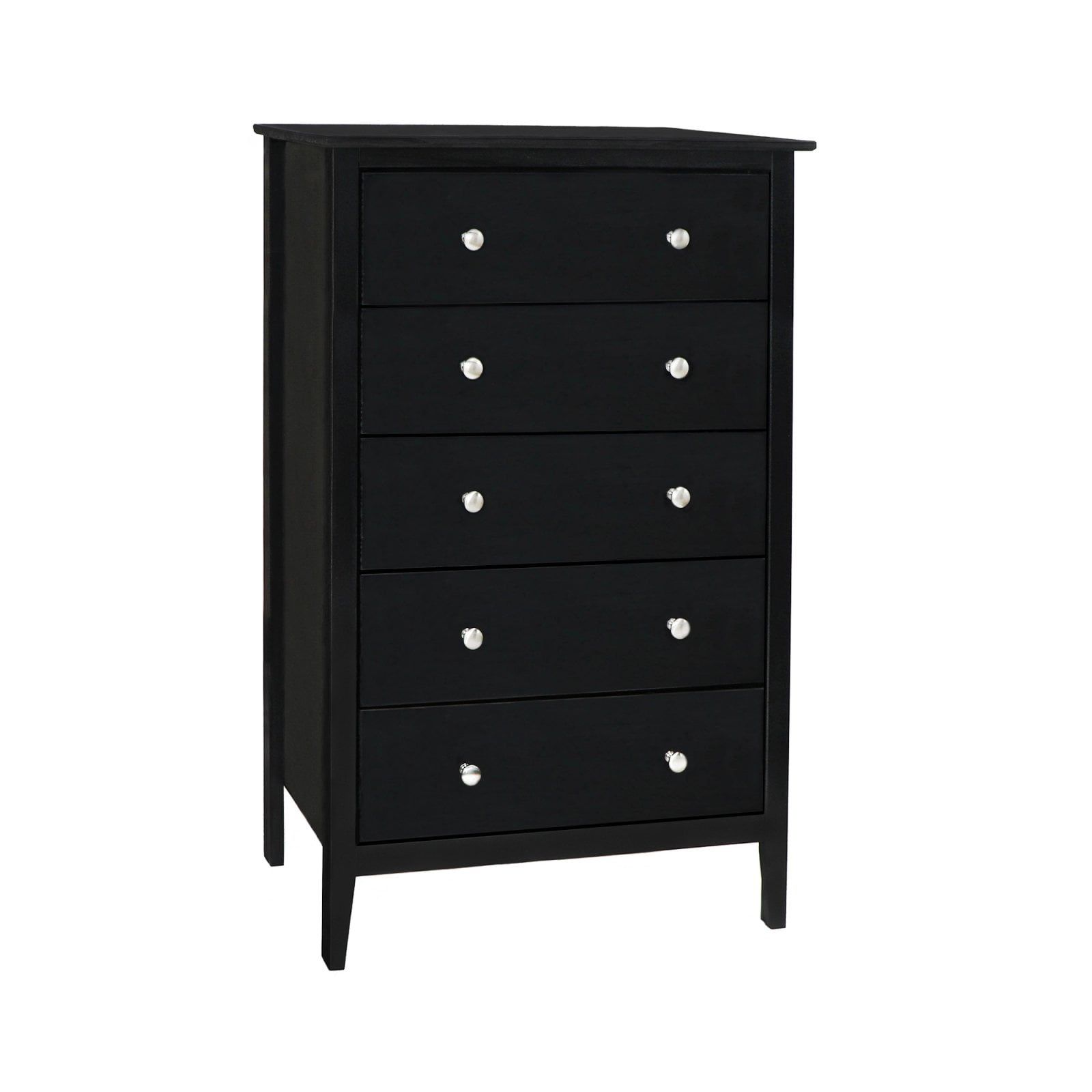 Adeptus Sleek Black Solid Pine 5-Drawer Vertical Chest