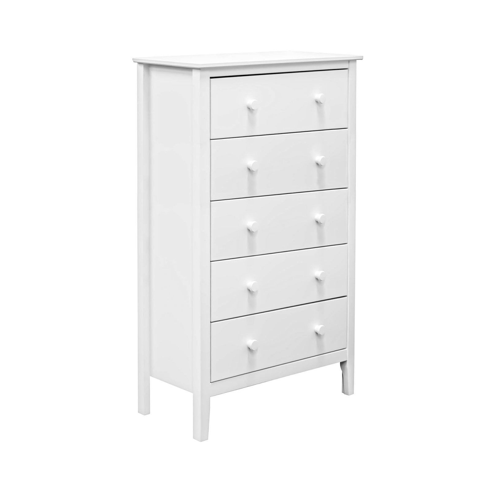 Farmhouse Charm 5-Drawer Vertical Dresser in White and Light Wood